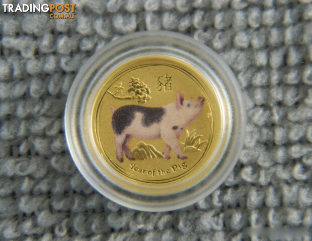 🐖 Perth Mint 1/20oz Gold Coin Coloured Lunar Year of the Pig 🐖