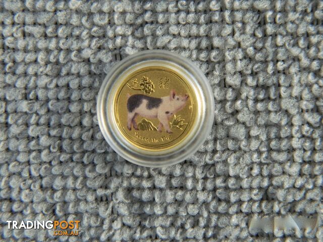 🐖 Perth Mint 1/20oz Gold Coin Coloured Lunar Year of the Pig 🐖