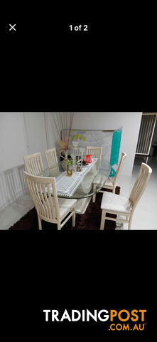 Glass top dining table 6 chairs - photo 2 of 2