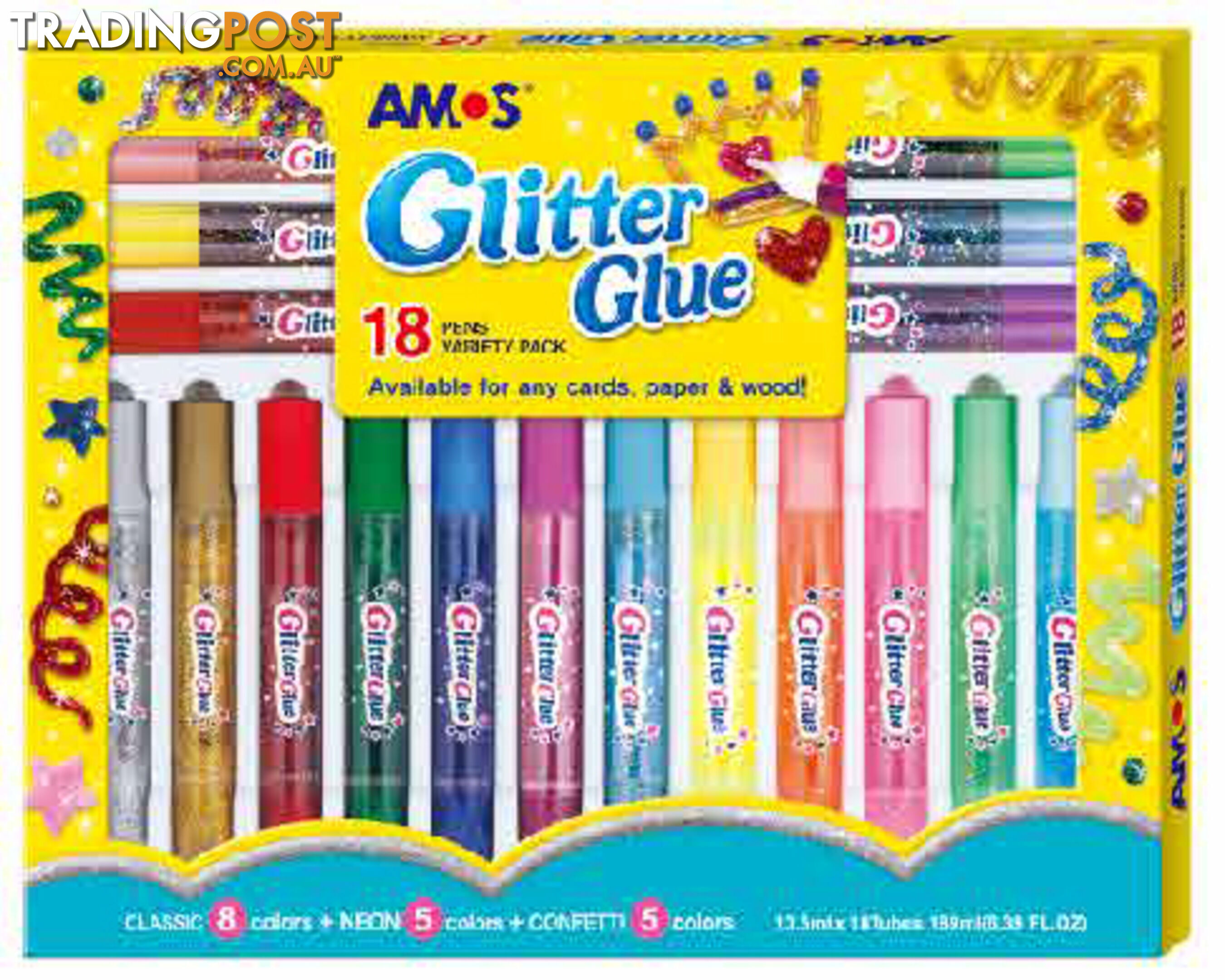 Glitter Glue 18pk Amos - Amos - 8802946006540