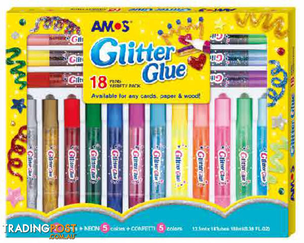 Glitter Glue 18pk Amos - Amos - 8802946006540