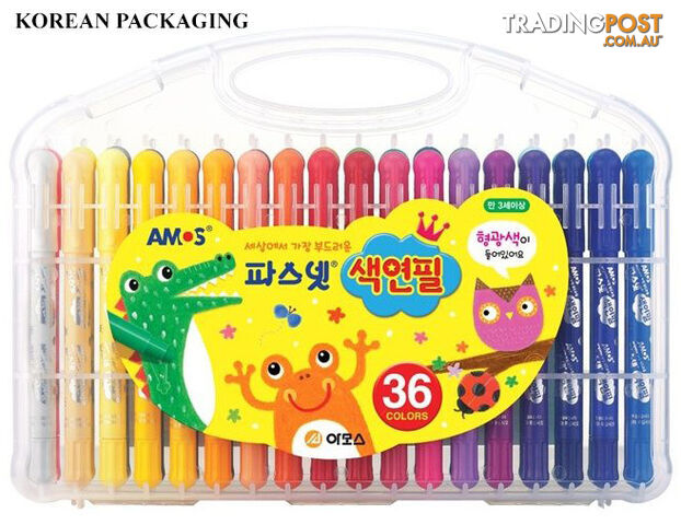 AMOS Silky Twisters Crayons Pastel Watercolour 36 pack  KOREAN - Amos
