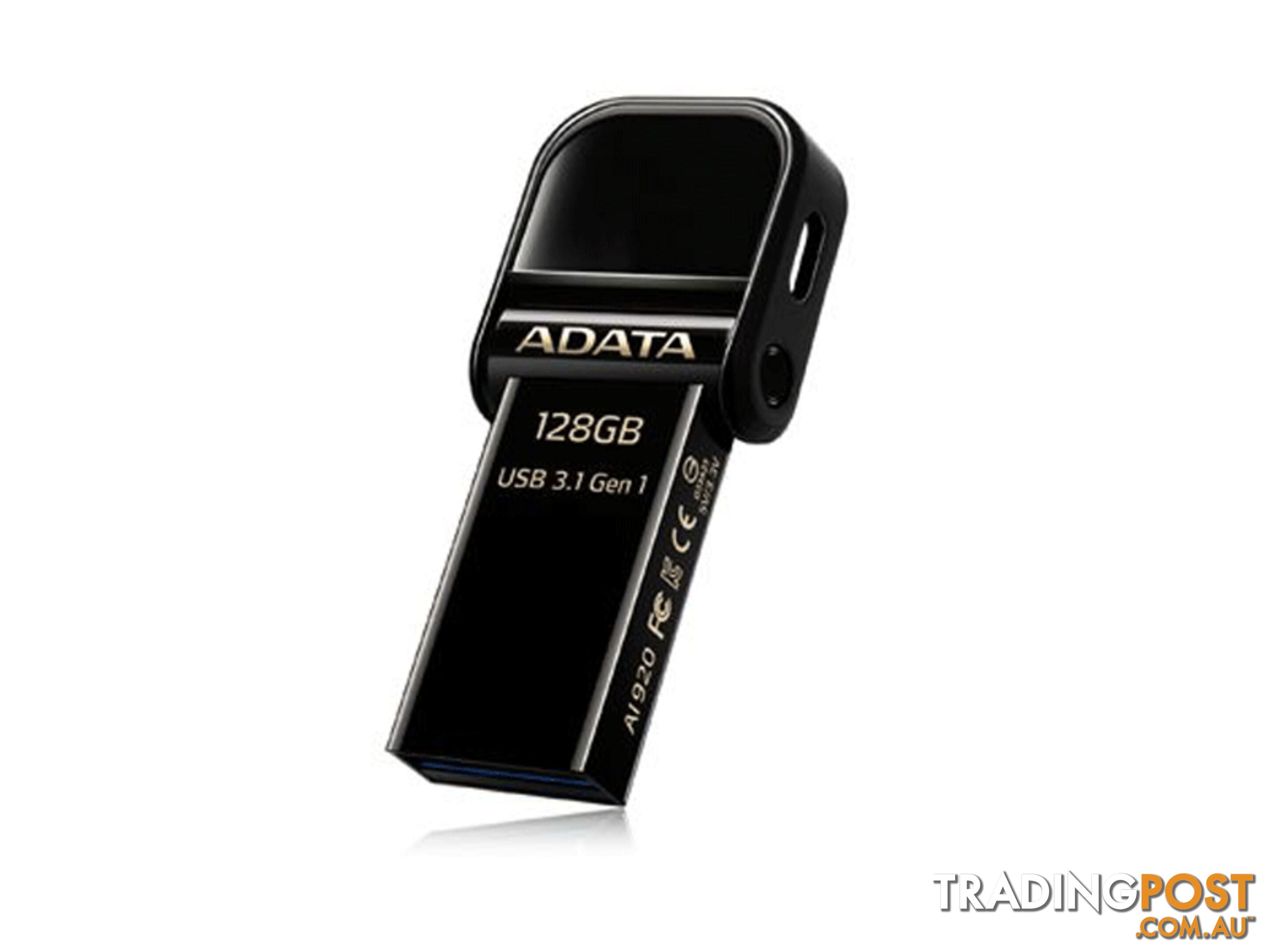 64GB ADATA AI920 JET BLACK APPLE LIGHTNING OTG Flash Drive - AAI920-64G-CBK