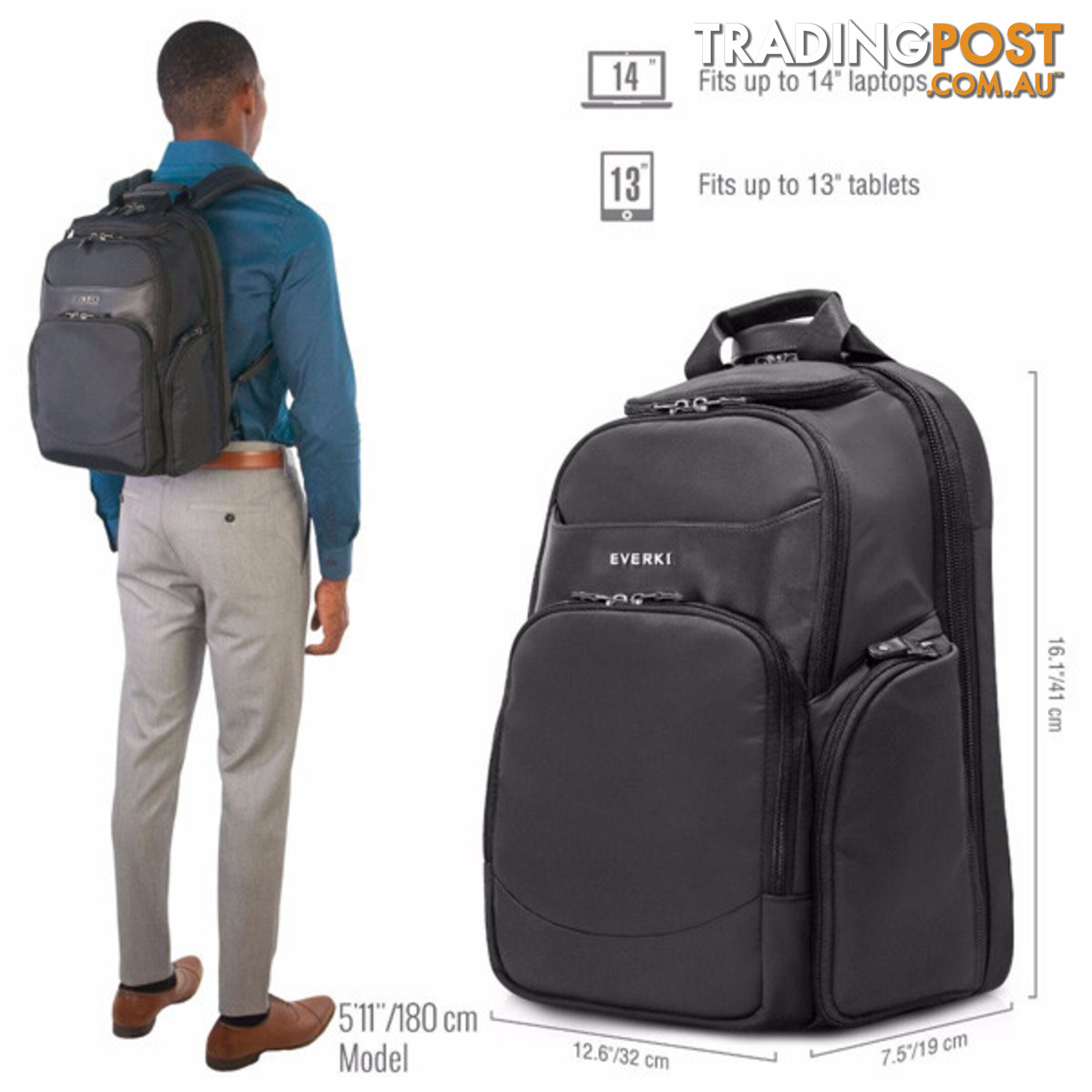 Everki Suite Premium Compact Checkpoint Friendly Laptop Backpack 14" EKP128