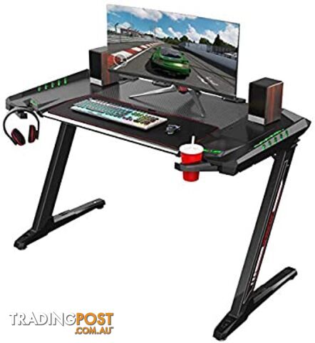 Eureka ERK-EDK-Z2 Ergonomic Z2 PC Gaming Desk with RGB Lights, Retractable Cup Holder & Headset Hook - Eureka - 6941471165802 - ERK-EDK-Z2