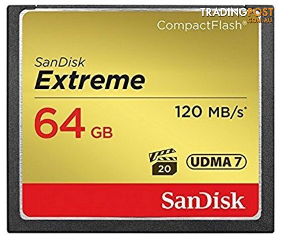 SANDISK SDCFXSB-064G-G46 Extreme CF 64GB 120MB/s read 85MB/s write - Sandisk - 619659123710 - SDCFXSB-064G-G46
