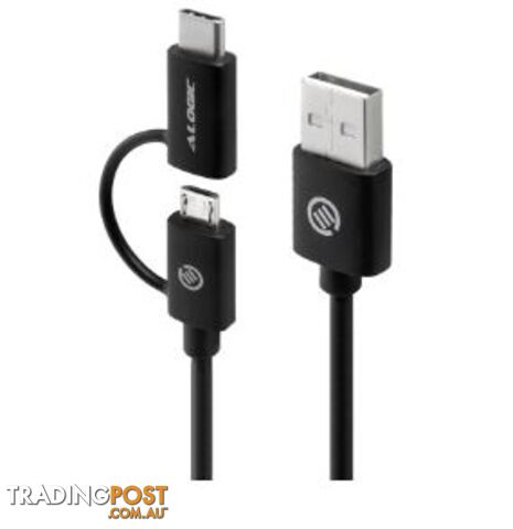 Alogic U2CMC-01BLK 1m Sync & Charge USB-C & Micro USB Combo Cable - Alogic -...