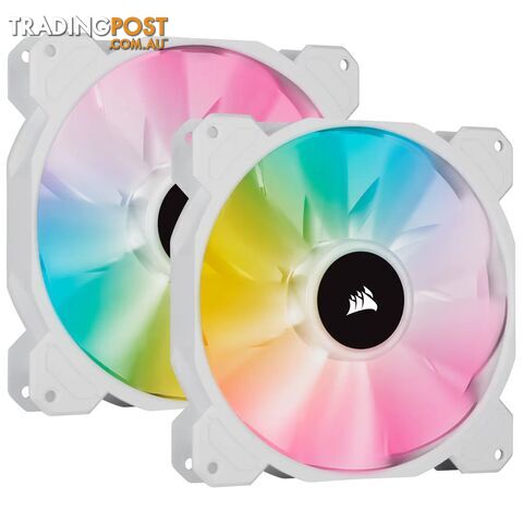Corsair CO-9050139-WW White SP140 RGB ELITE 140mm RGB LED Fan with AirGuide 68 CFM Dual Pack with Lighting Node CORE - Corsair - 840006637790 - CO-9050139-WW