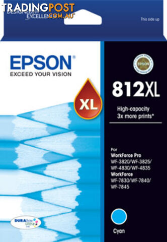 EPSON C13T05E292 812XL - High Capacity Capacity DURABrite Cyan Ink Cartridge - Epson - 9314020631825 - C13T05E292