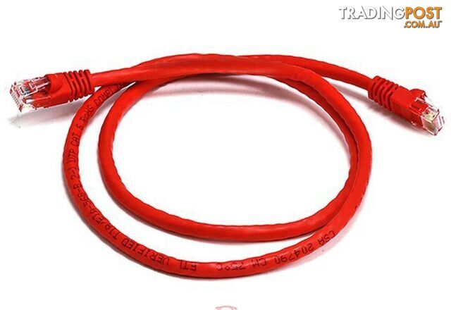 8ware PL6A-0.25RD Cat 6a UTP Ethernet Cable, Snagless - 0.25m (25cm) Red - 8ware - 9341756016237 - PL6A-0.25RD
