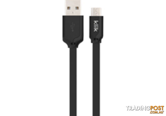 Comsol KM25BK 25cm Micro USB Sync/Charge Flat Cable - Black - Comsol -...
