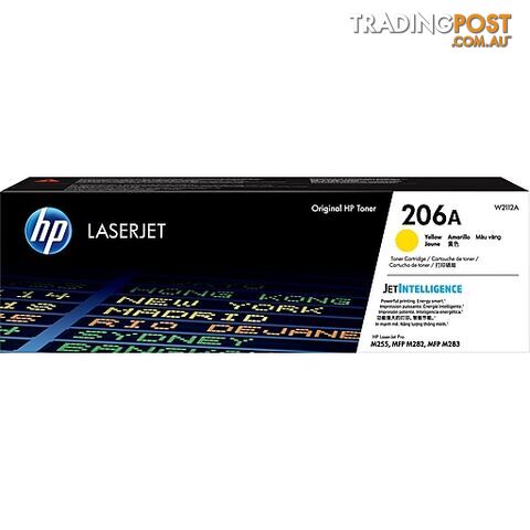 HP W2112A 206A YELLOW TONER - APPROX 1.25K PAGES - FOR M283, M255 PRINTERS - HP - 193905265077 - W2112A