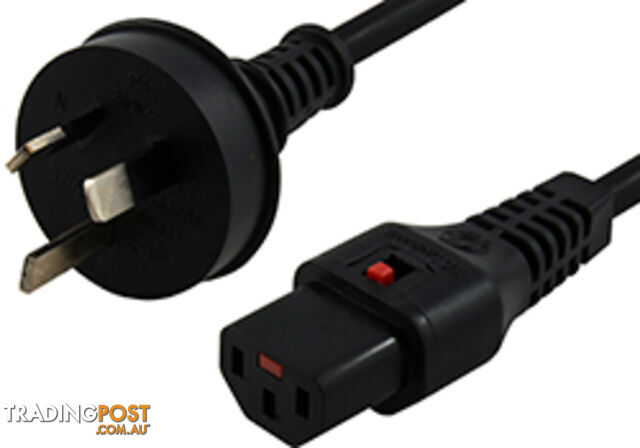 IEC Lock IECL-3P-005 50cm IEC LOCK Power Cable 3 Pin AU Plug to IEC-C13(F) Black - IEC Lock - IECL-3P-005