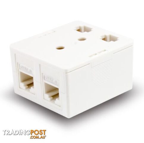 Alogic SEC6-DSM 2 Way CAT6 Surface Mount Box - White - Series Alpha - Alogic - 9350784010629 - SEC6-DSM