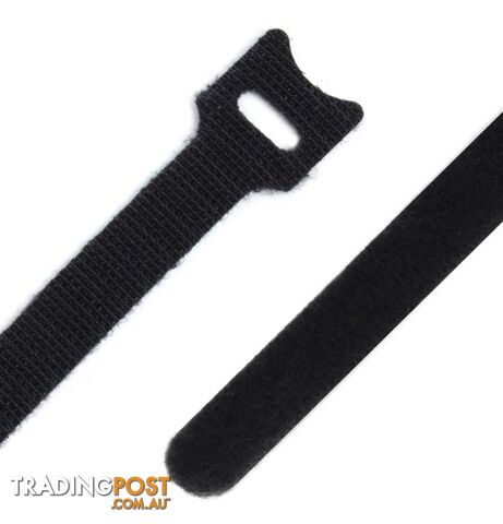 Ty-It VC1224BLK Hook & Loop (Velcro) Cable Tie 240mm X 12mm - BLACK: Bag of 10 - Generic - 9350784000163 - VC1224BLK