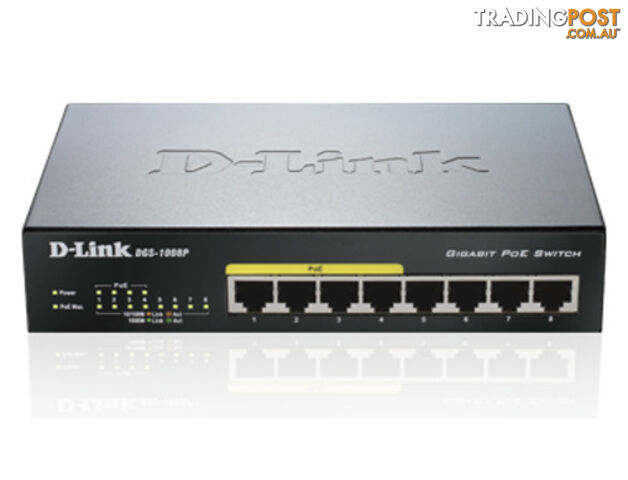 D-Link DGS-1008P 8 Port Gigabit Unmanaged Switch with 4xPoE - D-Link - 790069344213 - DGS-1008P