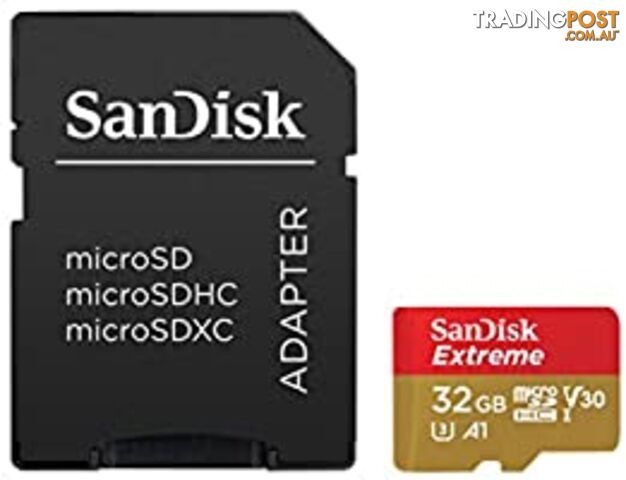 Sandisk SDSQXAF-032G-GN6AA Extreme microSDHC SQXAF 32GB V30 U3 C10 A1 UHS1 100MB/s R 60MB/s W SD adaptor - Sandisk - 0619659155100 - SDSQXAF-032G-GN6AA