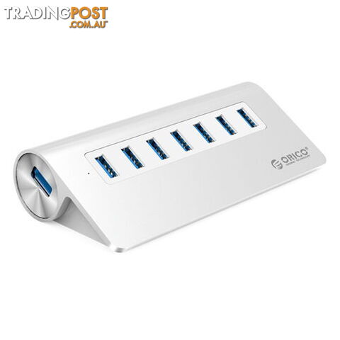 Orico M3H7-SV Aluminum 7 Port USB3.0 Hub with 30w Power Adapter Silver - Orico - 602766186389 - M3H7-SV