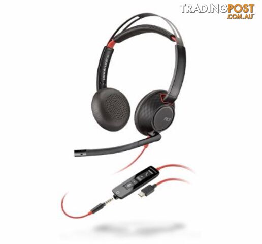 Plantronics 207586-201 BlackWIRE C5220 Stereo UC USB-C Headset W/3.5MM - Plantronics - 017229173361 - 207586-201