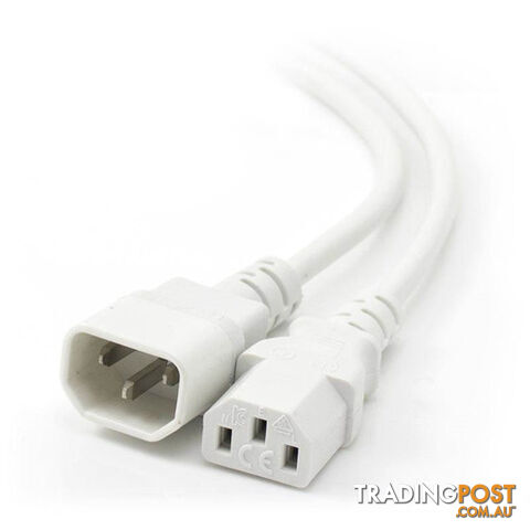 Alogic MF-C13C14-01-WH 1m IEC C13 to IEC C14 Computer Power Extension Cord Male to Female WHITE - Alogic - 9350784006349 - MF-C13C14-01-WH