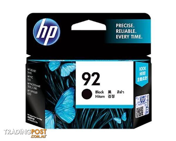 HP No.92 Black C9362WA Ink Cartridge 5440/1510/1508/c3180/7830 - HP - 883585364411 - C9362WA