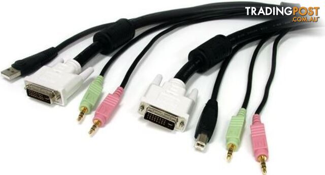 StarTech USBDVI4N1A15 15 ft 4-in-1 USB DVI KVM Switch Cable - StarTech -...