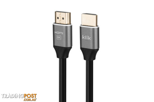 Klik KHM8K02-B 2m Ultra High Speed HDMI Cable with Ethernet - Comsol - 9332902020246 - KHM8K02-B