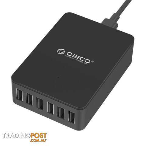 Orico CSE-6U-BK 50w 6 Port Smart Desktop USB Charger - Orico - 6936761817554 -...