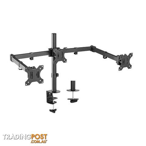 Brateck LDT12-C034N Triple Screens Economical Double Joint Articulating Steel Monitor Arms For 13"-27" Up to 7kg. - Brateck - 6956745159968 - LDT12-C034N