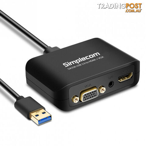 Simplecom DA326 USB 3.0 to HDMI + VGA Video Adapter with 3.5mm Audio Full HD 1080p - Simplecom - 9350414002062 - DA326