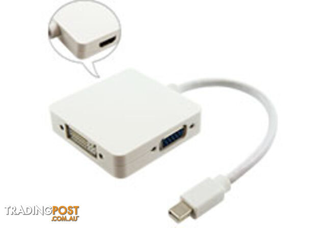 Comsol MD-VDH-AD 20cm Mini DisplayPort Male to VGA / DVI / HDMI Adapter - Comsol - 9332902014580 - MD-VDH-AD