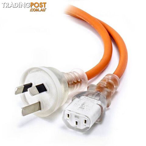 Alogic MF-AUS3PC13-02-MC 2m Medical Power Cable Aus 3 Pin Mains Plug (Male) to IEC C13 (Female) Orange - Alogic - 9319800664444 - MF-AUS3PC13-02-MC