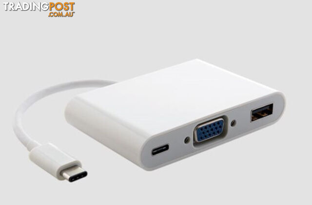 Astrotek AT-CMVGAUSBCF Thunderbolt USB 3.1 Type C (USB-C) to VGA + USB + USB-C Video Adapter - Astrotek - 9320422518565 - AT-CMVGAUSBCF