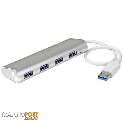 StarTech ST43004UA 4 Port Portable USB 3.0 Hub - Aluminum - StarTech -...