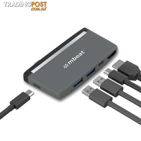 MBEAT MB-UCH-59GRY Essential Pro 5-IN-1 USB C Hub - mBeat - 9346396002336 -...