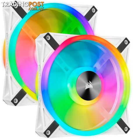 Corsair CO-9050106-WW WHITE QL140 RGB, 140mm RGB LED Fan, Dual Pack with Lighting Node CORE - Corsair - 0840006619529 - CO-9050106-WW