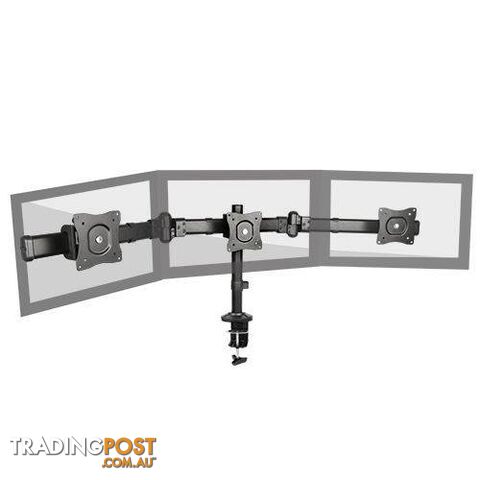 Brateck LDT06-C03 Triple LCD Monitor Desk Mount with Clamp VESA 75/100mm Up to 27" - Brateck - 9341756003411 - LDT06-C03