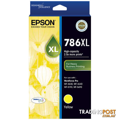 Epson C13T787492 DURABrite 786XL Yellow Cartridge - Epson - 9314020615689 - C13T787492