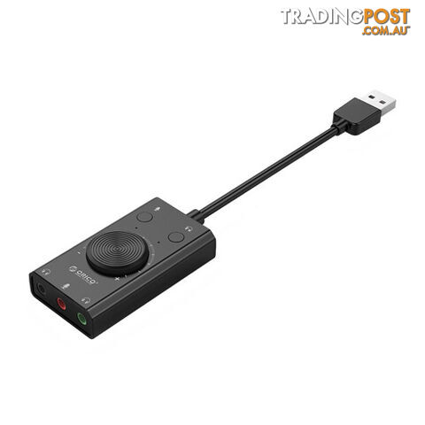 Orico SC2-BK Multifuncion USB External Sound Card, 3 Port Output Volum Adjustable Driver Free - Orico - 6936761855723 - SC2-BK