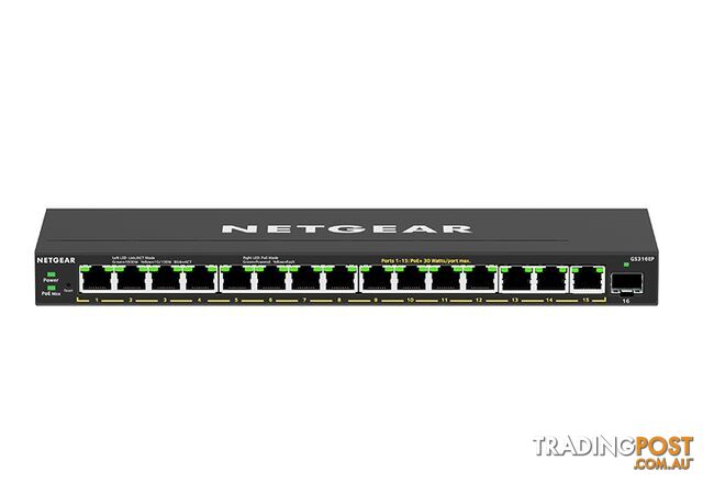 NETGEAR GS316EP-100AUS GS316EP 16 Port PoE Gigabit Ethernet Plus Switch - Netgear - 606449153644 - GS316EP-100AUS