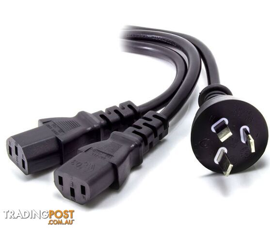 Alogic MF-AUS3P2C13-1.5 1.5m Aus 3 Mains Plug to 2 x IEC C13 Y Splitter Cable...