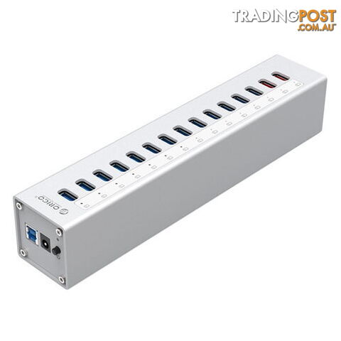 Orico A3H13P2-SV Aluminum 13 Port USB 3.0 Hub with 1m Usb3.0 Cable Silver - Orico - 6936761844048 - A3H13P2-SV