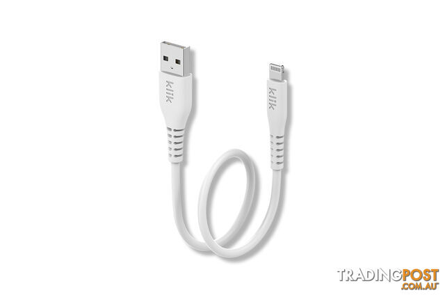 Klik KUL02WH 25cm Apple Lightning to USB Sync Charger MFI Cable White - Klik -...