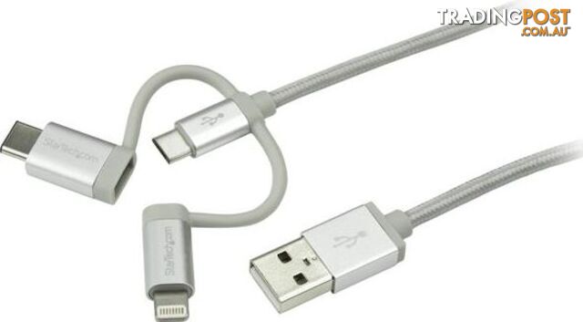 StarTech LTCUB1MGR 1m Lightning USB-C Micro-B to USB Cable - StarTech - 065030868365 - LTCUB1MGR