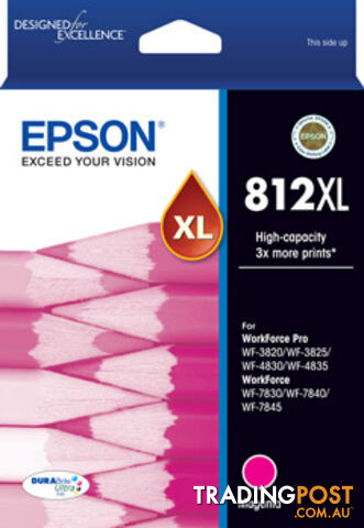 EPSON C13T05E392 812XL - High Capacity Capacity DURABrite Magenta Ink Cartridge - Epson - 9314020631832 - C13T05E392