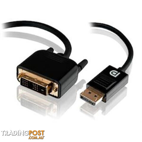 Alogic DP-DVI-02-MM 2m Display Port to Single Link DVI-D Cable - Male to Male -...