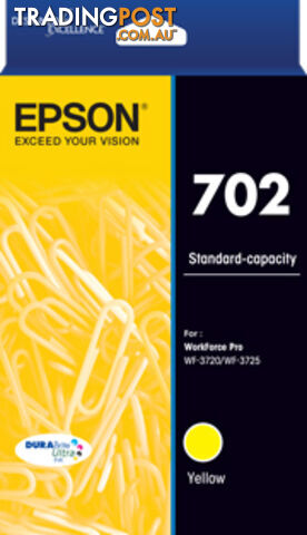 Epson T344492 702 Std Yellow Ink DURABrite - WF-3720 WF-3725 - Epson - 9314020623943 - T344492