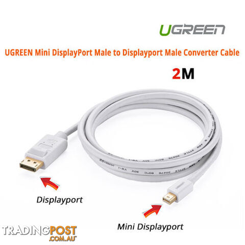 UGREEN ACBUGN10408A Mini DisplayPort Male to Displayport Male Converter Cable 10408 - Ugreen - 6957303814084 - ACBUGN10408A