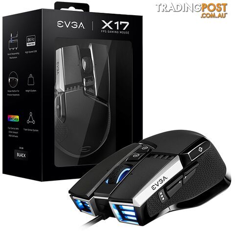 EVGA 903-W1-17BK-K3 X17 Gaming Mouse Black - EVGA - 4250812439482 - 903-W1-17BK-K3