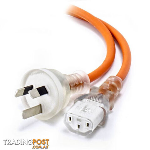 Alogic MF-AUS3PC13-05-MC 5m Medical Power Cable Aus 3 Pin Mains Plug (Male) to IEC C13 (Female) Orange - Alogic - 9350784007889 - MF-AUS3PC13-05-MC